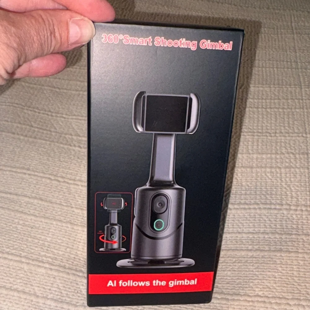 Q12 360 Smart Shooting Gimbal Al Face Tracking Phone Holder Black Auto Rotation.